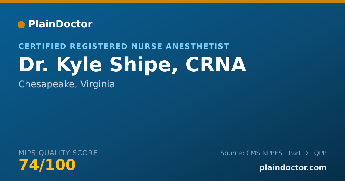 Shareable card for Kyle Shipe, CRNA - Certified Registered Nurse Anesthetist, Chesapeake, VA