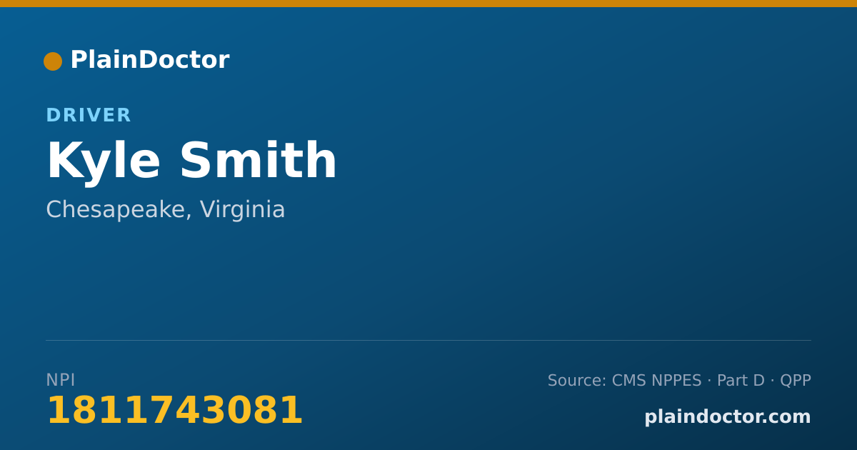Shareable card for Kyle Smith - Driver, Chesapeake, VA
