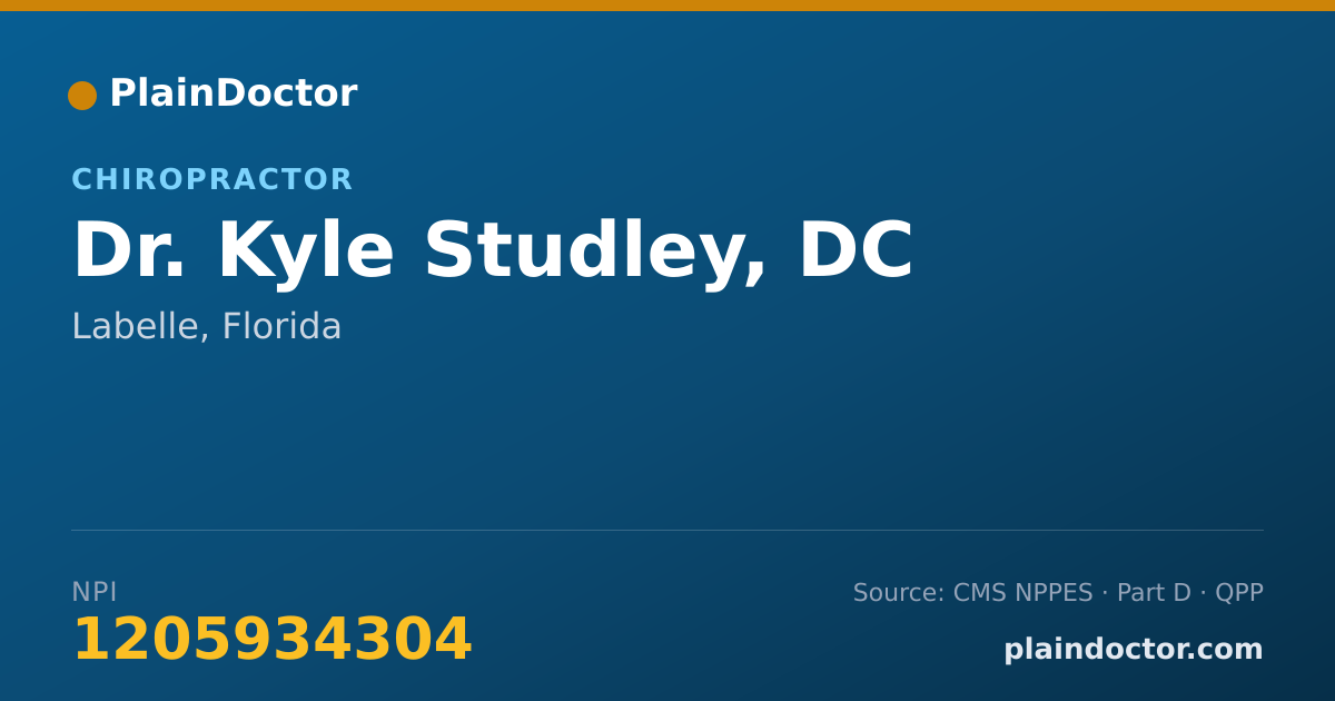 Shareable card for Kyle Studley, DC - Chiropractor, Labelle, FL