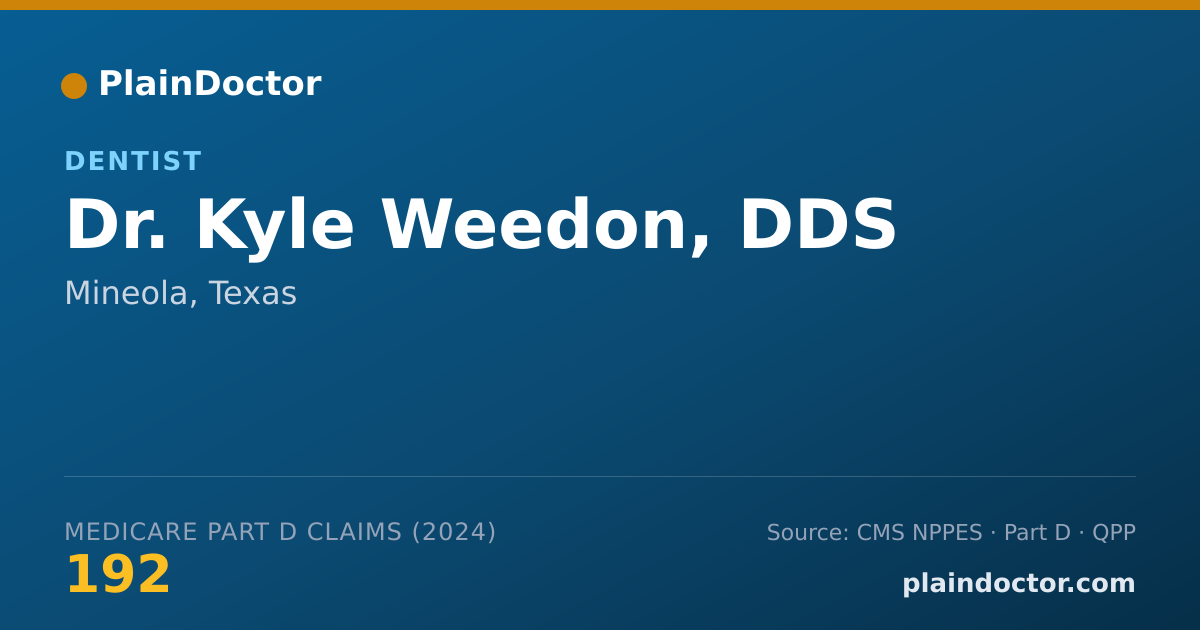 Shareable card for Kyle Weedon, DDS - Dentist, Mineola, TX