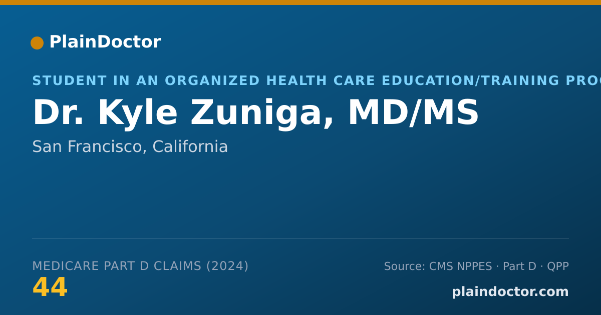 Shareable card for Kyle Zuniga, MD/MS - Student in an Organized Health Care Education/Training Program, San Francisco, CA