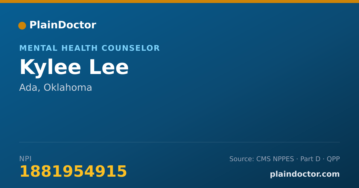 Shareable card for Kylee Lee - Mental Health Counselor, Ada, OK