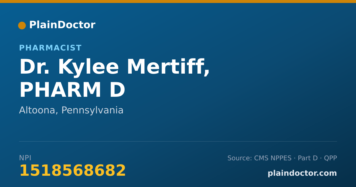Shareable card for Kylee Mertiff, PHARM D - Pharmacist, Altoona, PA