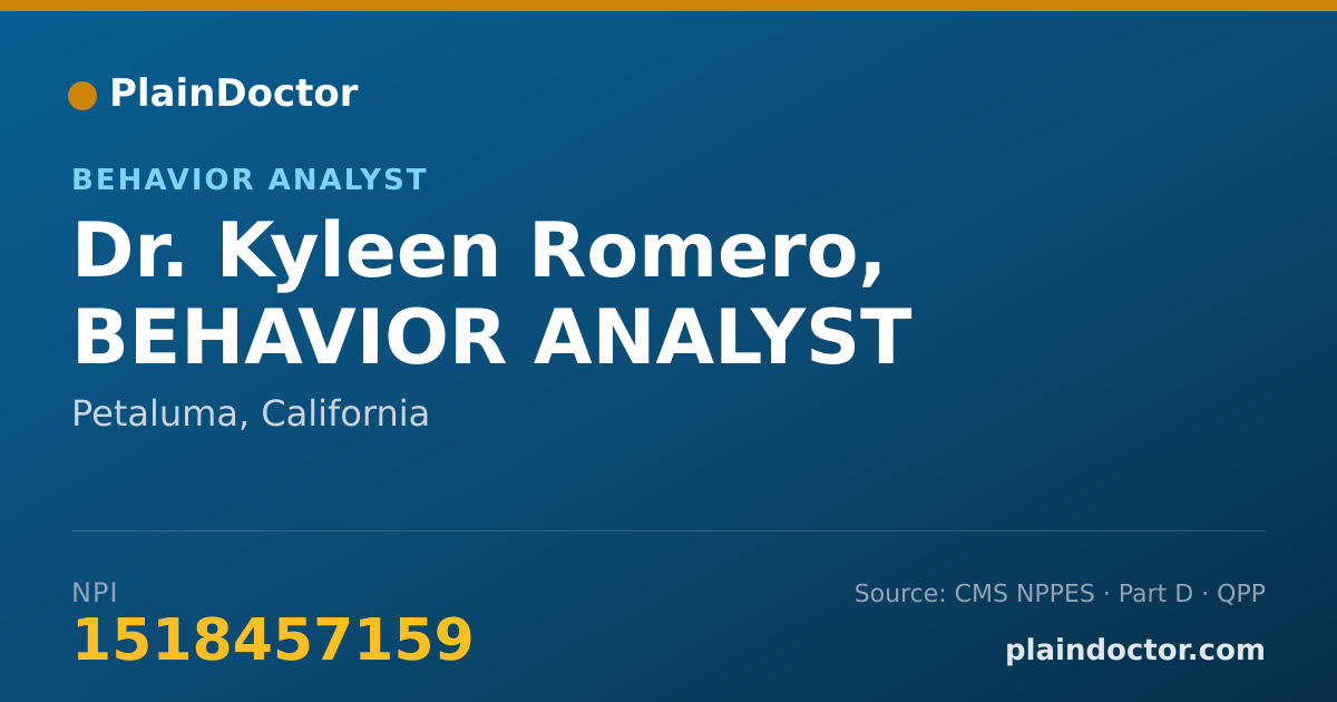 Shareable card for Kyleen Romero, BEHAVIOR ANALYST - Behavior Analyst, Petaluma, CA