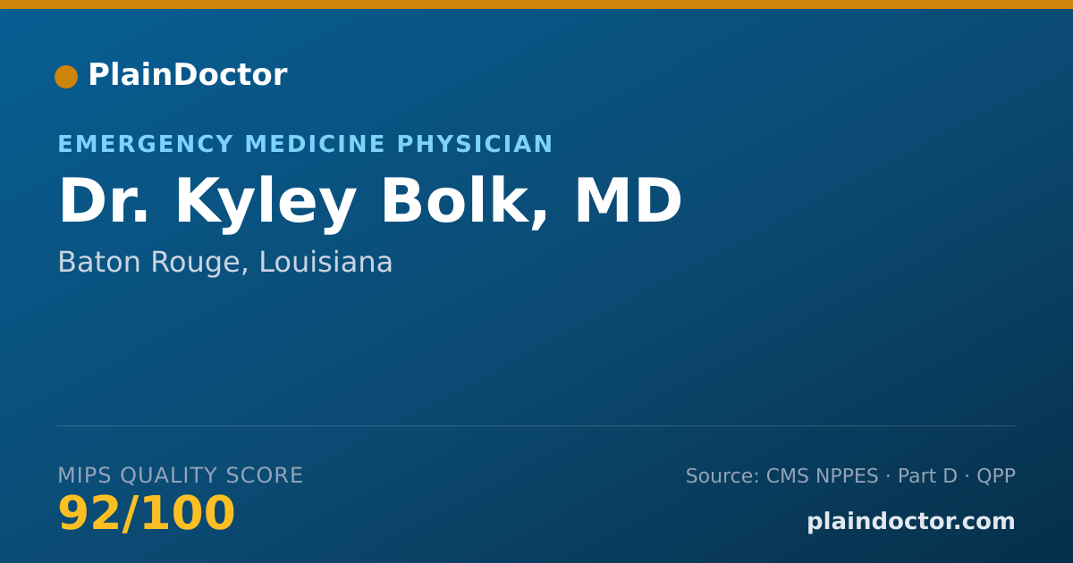 Shareable card for Kyley Bolk, MD - Emergency Medicine Physician, Baton Rouge, LA