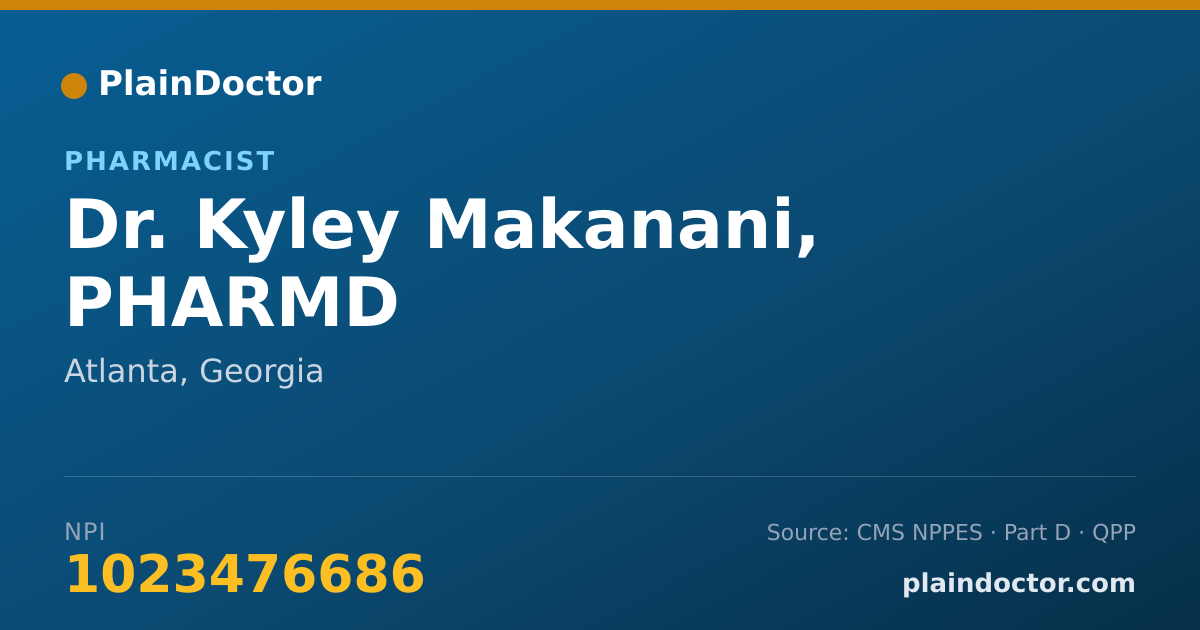 Shareable card for Kyley Makanani, PHARMD - Pharmacist, Atlanta, GA