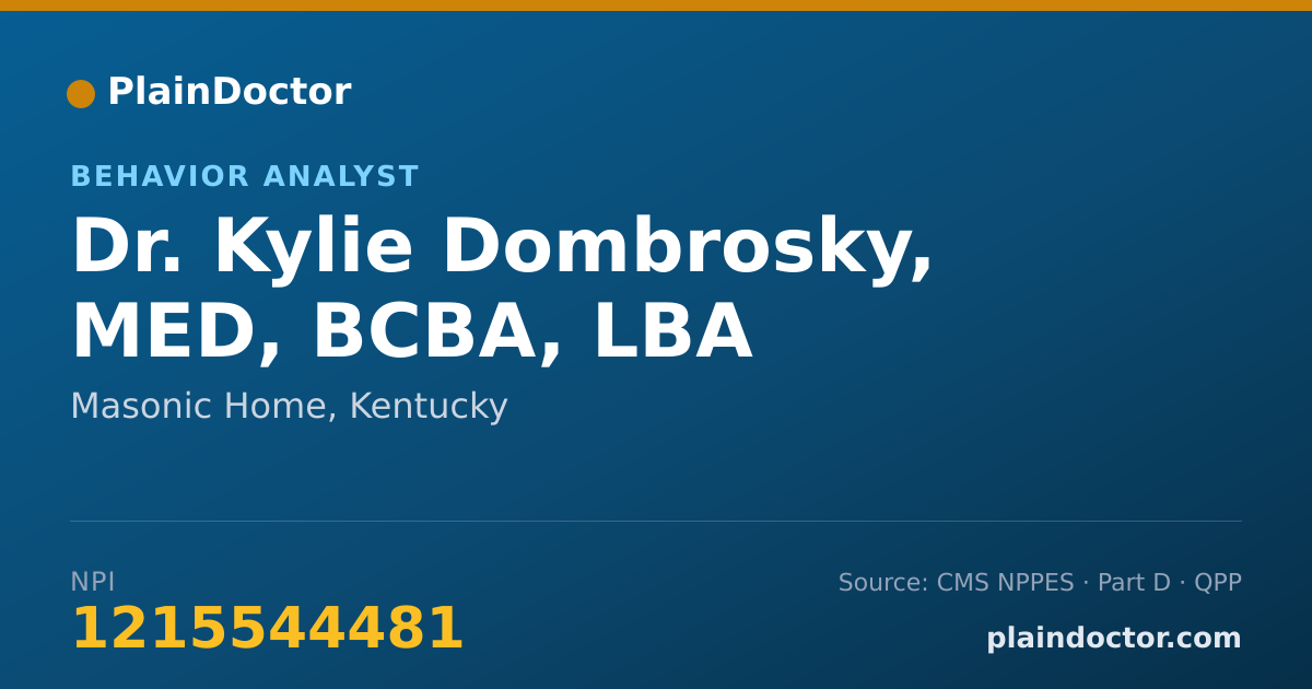 Shareable card for Kylie Dombrosky, MED, BCBA, LBA - Behavior Analyst, Masonic Home, KY