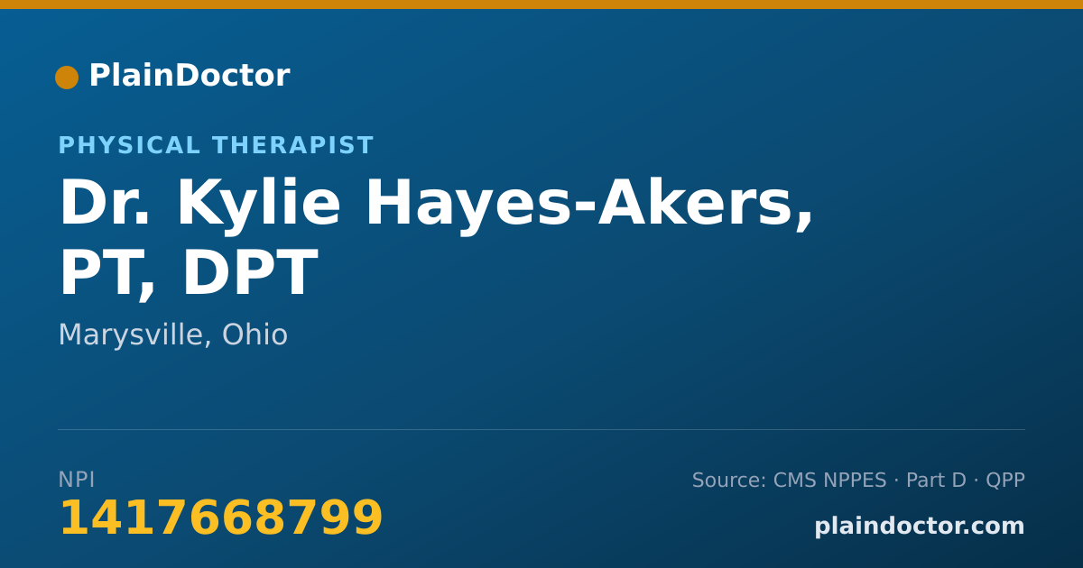 Shareable card for Kylie Hayes-Akers, PT, DPT - Physical Therapist, Marysville, OH