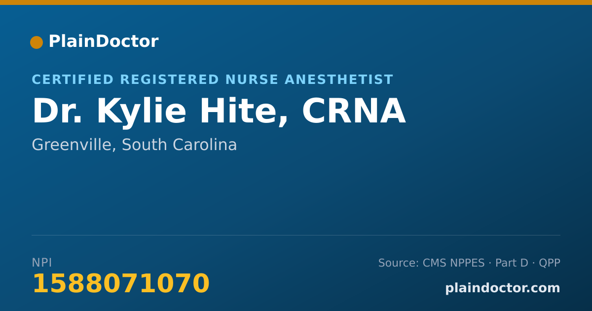 Shareable card for Kylie Hite, CRNA - Certified Registered Nurse Anesthetist, Greenville, SC