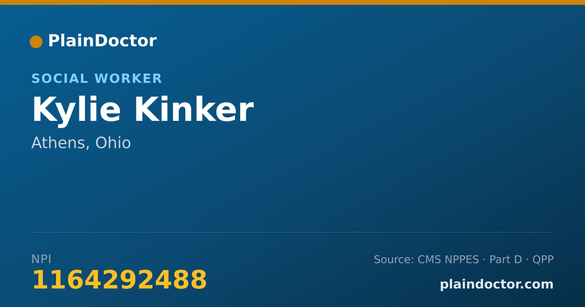 Shareable card for Kylie Kinker - Social Worker, Athens, OH