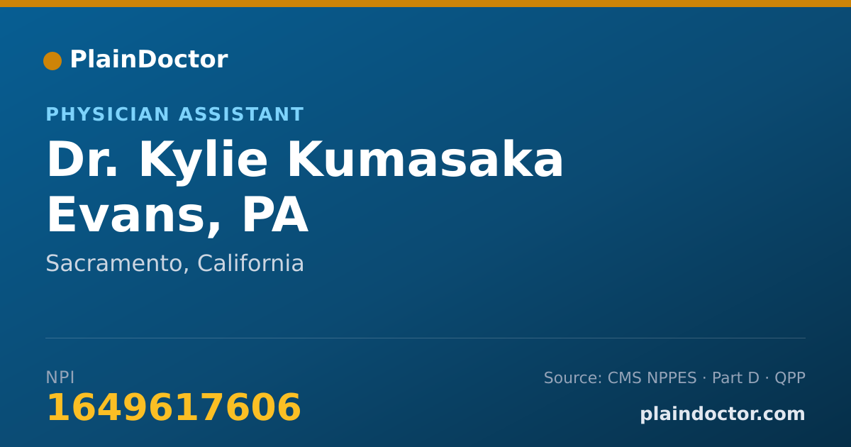 Shareable card for Kylie Kumasaka Evans, PA - Physician Assistant, Sacramento, CA