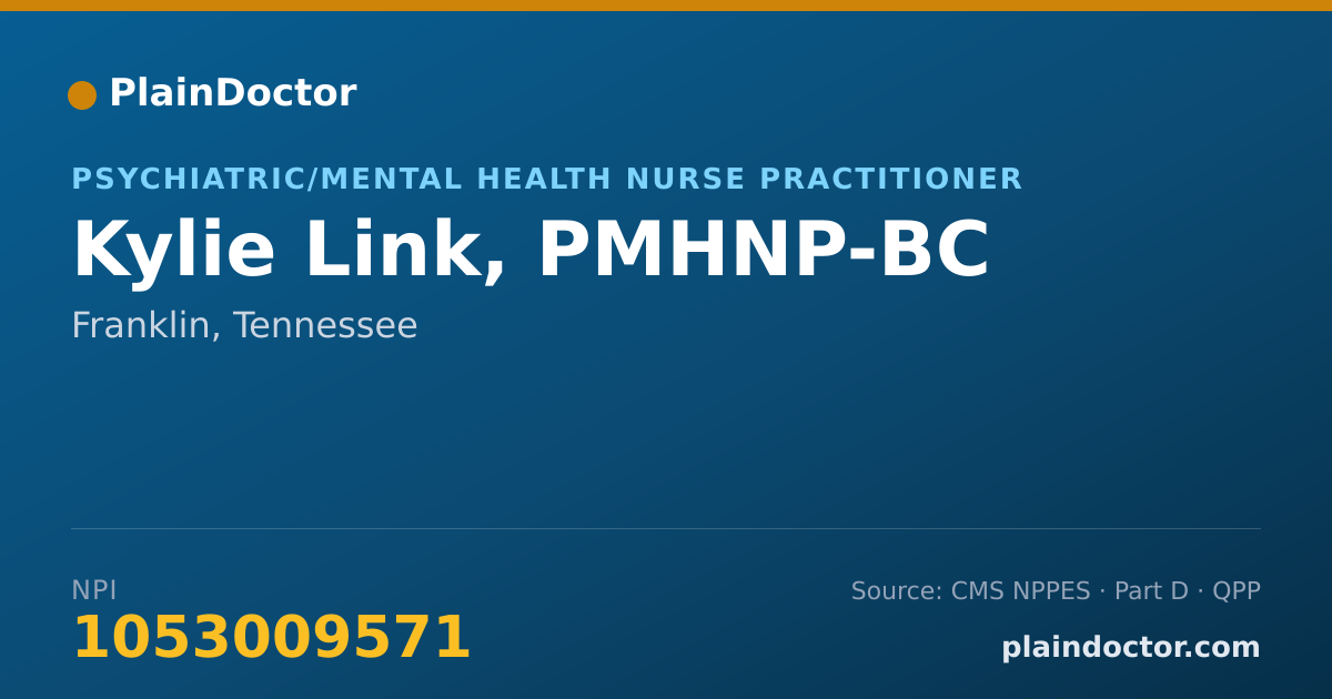Shareable card for Kylie Link, PMHNP-BC - Psychiatric/Mental Health Nurse Practitioner, Franklin, TN