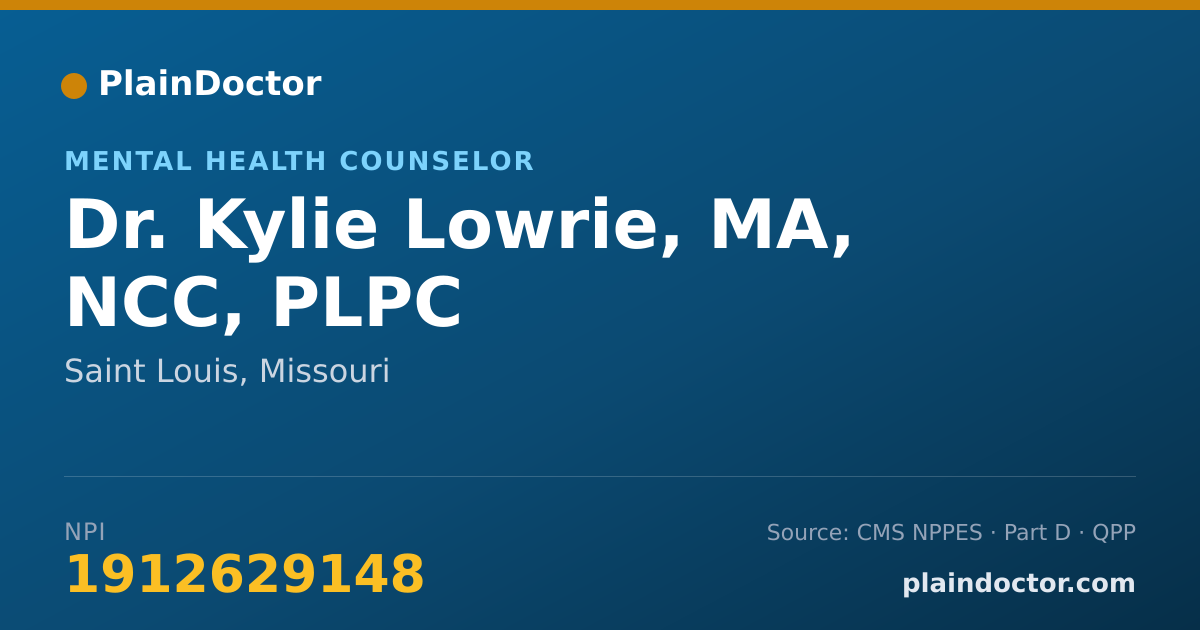 Shareable card for Kylie Lowrie, MA, NCC, PLPC - Mental Health Counselor, Saint Louis, MO