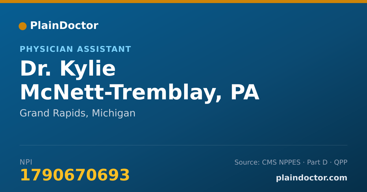 Shareable card for Kylie McNett-Tremblay, PA - Physician Assistant, Grand Rapids, MI