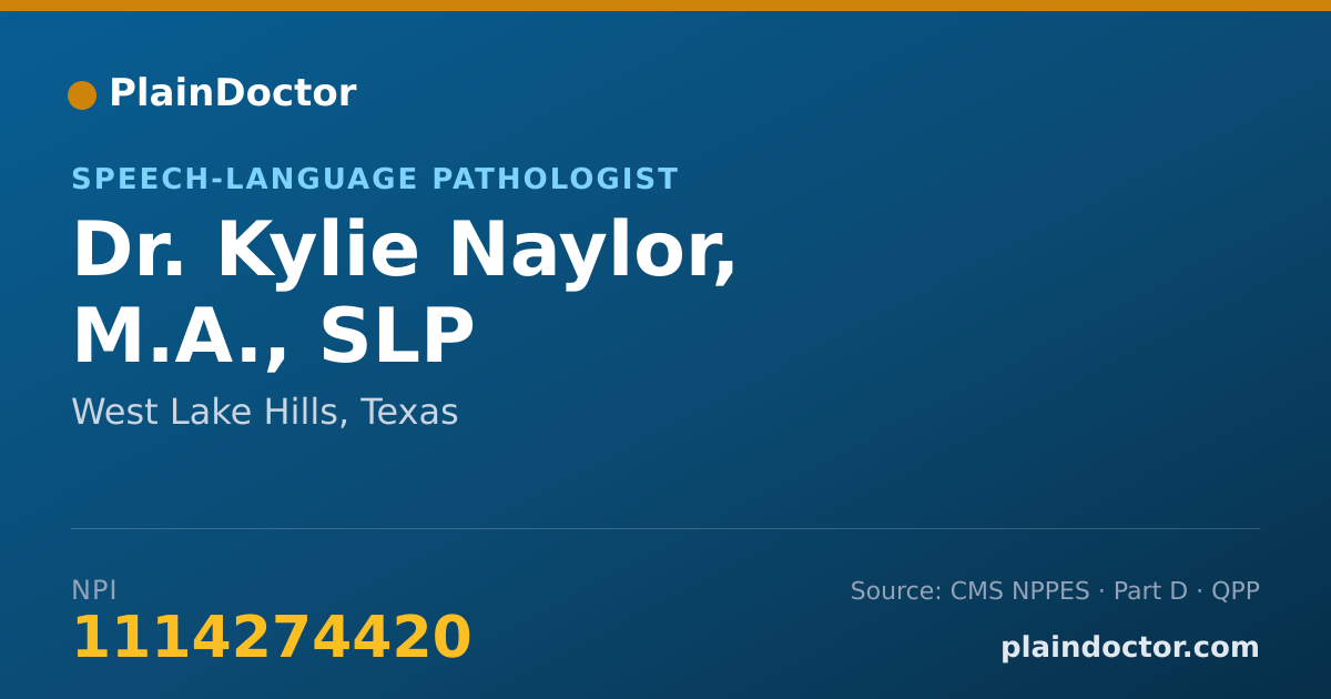 Shareable card for Kylie Naylor, M.A., SLP - Speech-Language Pathologist, West Lake Hills, TX