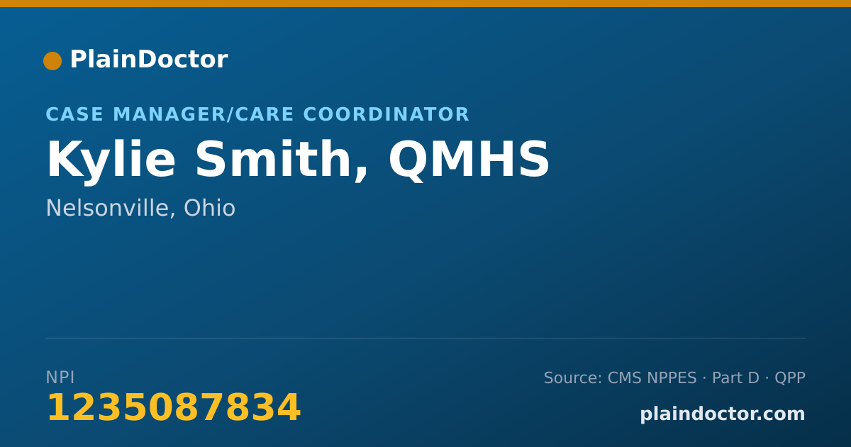 Shareable card for Kylie Smith, QMHS - Case Manager/Care Coordinator, Nelsonville, OH