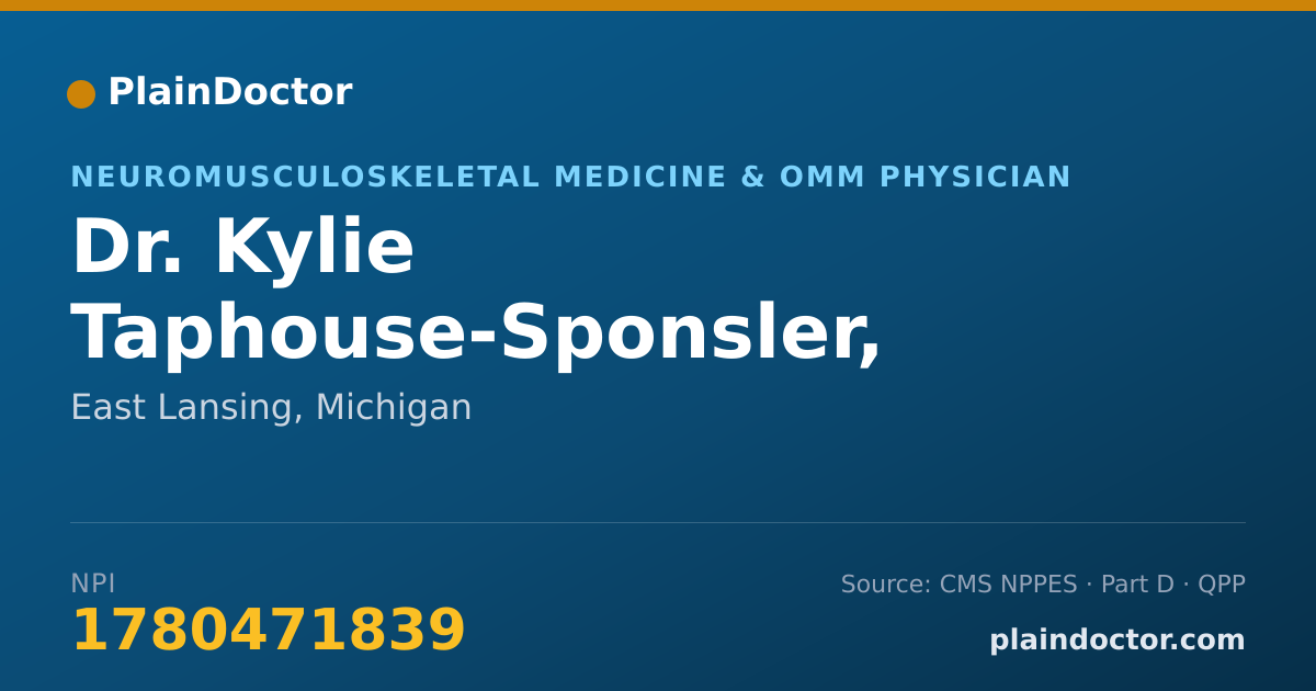 Shareable card for Kylie Taphouse-Sponsler, MHA, DO - Neuromusculoskeletal Medicine & OMM Physician, East Lansing, MI