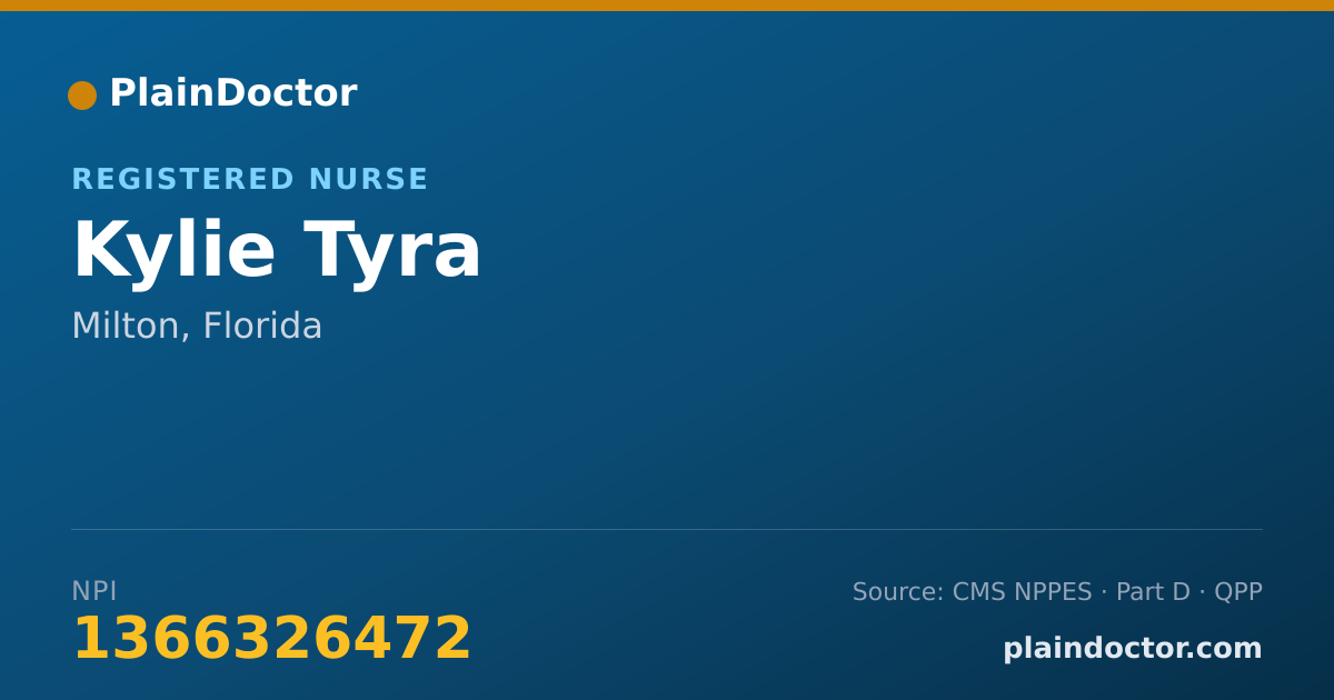 Shareable card for Kylie Tyra - Registered Nurse, Milton, FL