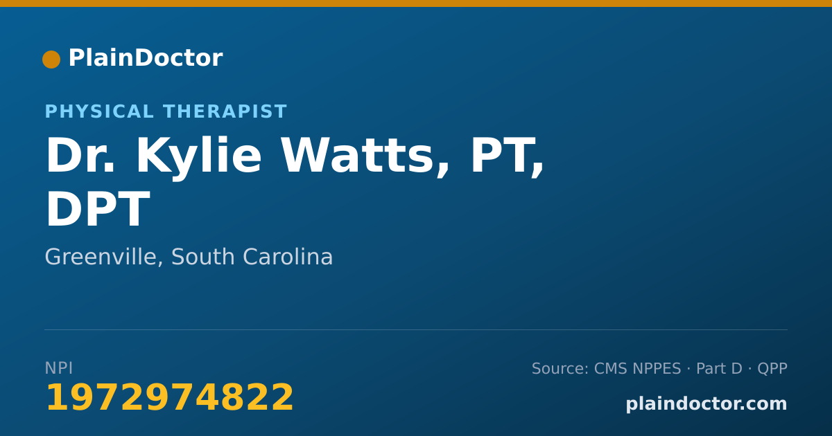 Shareable card for Kylie Watts, PT, DPT - Physical Therapist, Greenville, SC