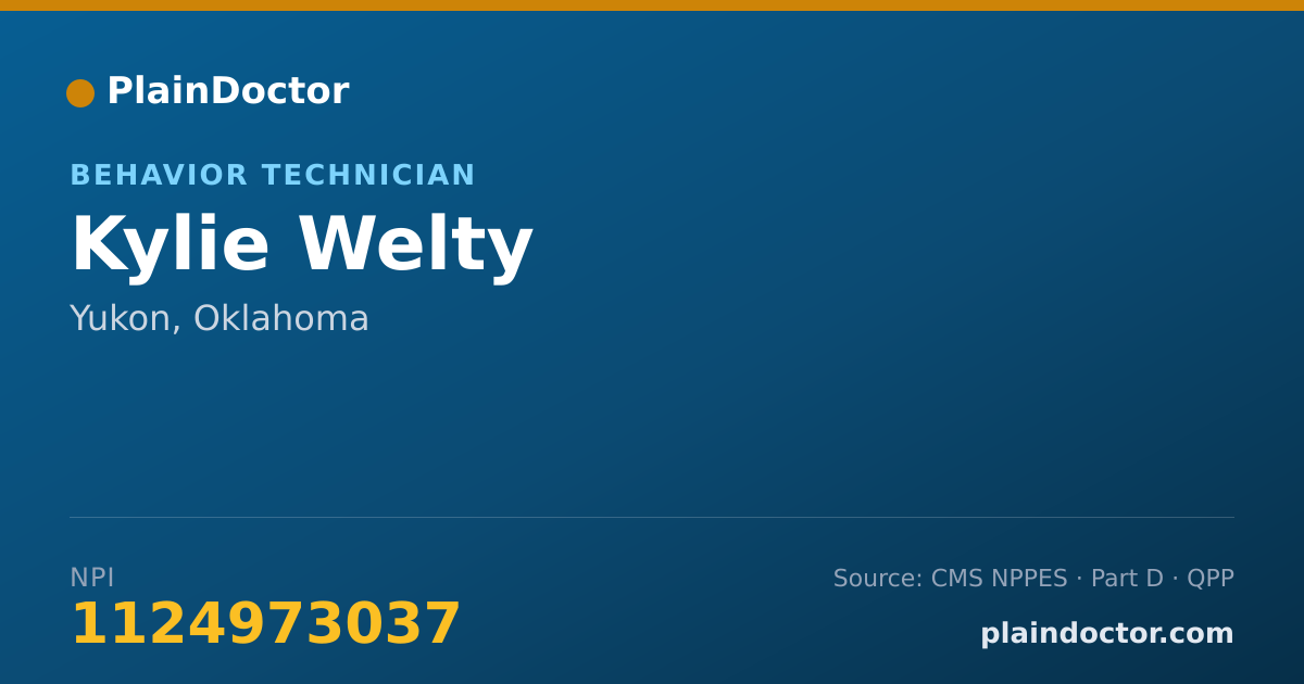 Shareable card for Kylie Welty - Behavior Technician, Yukon, OK