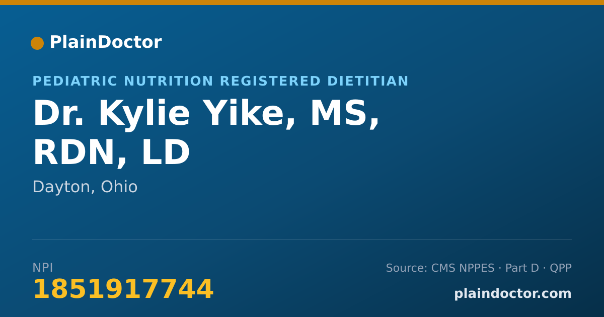 Shareable card for Kylie Yike, MS, RDN, LD - Pediatric Nutrition Registered Dietitian, Dayton, OH
