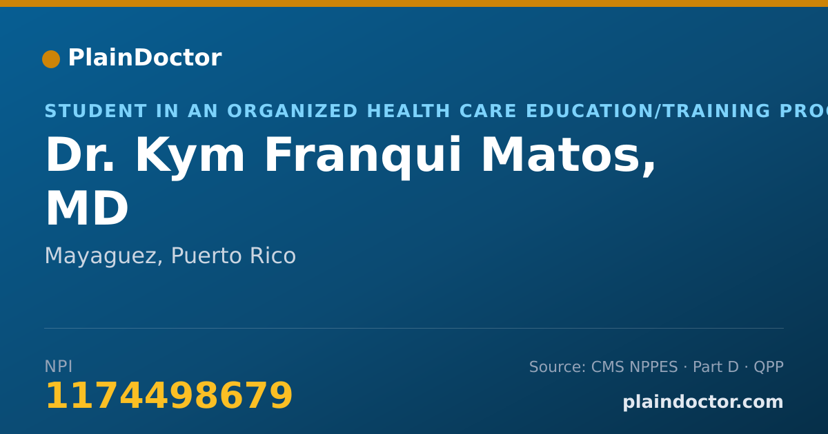 Shareable card for Kym Franqui Matos, MD - Student in an Organized Health Care Education/Training Program, Mayaguez, PR