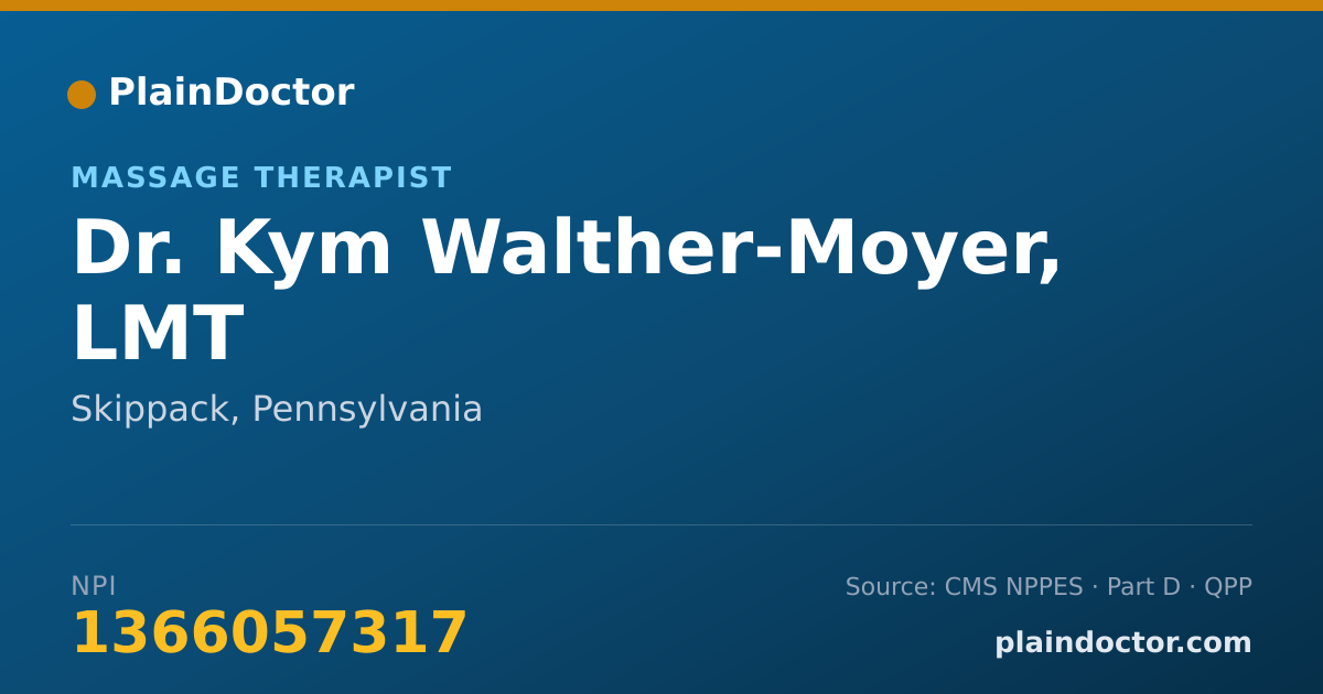 Shareable card for Kym Walther-Moyer, LMT - Massage Therapist, Skippack, PA