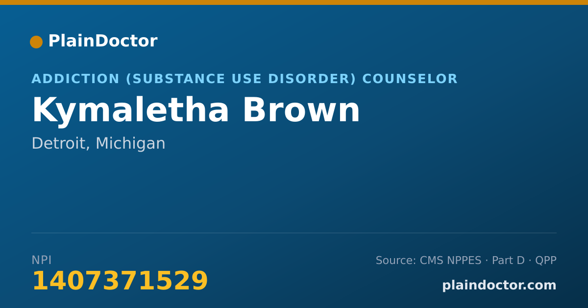 Shareable card for Kymaletha Brown - Addiction (Substance Use Disorder) Counselor, Detroit, MI