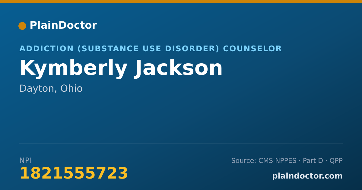 Shareable card for Kymberly Jackson - Addiction (Substance Use Disorder) Counselor, Dayton, OH