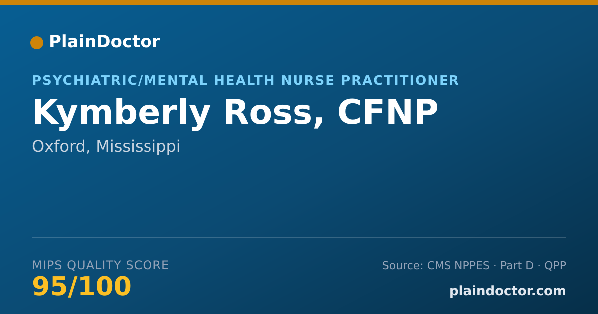 Shareable card for Kymberly Ross, CFNP - Psychiatric/Mental Health Nurse Practitioner, Oxford, MS