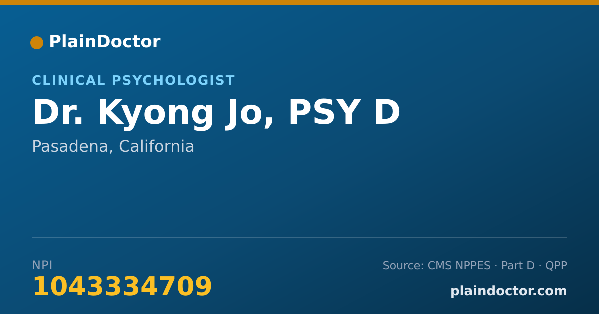 Shareable card for Kyong Jo, PSY D - Clinical Psychologist, Pasadena, CA