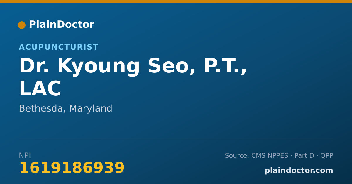Shareable card for Kyoung Seo, P.T., LAC - Acupuncturist, Bethesda, MD