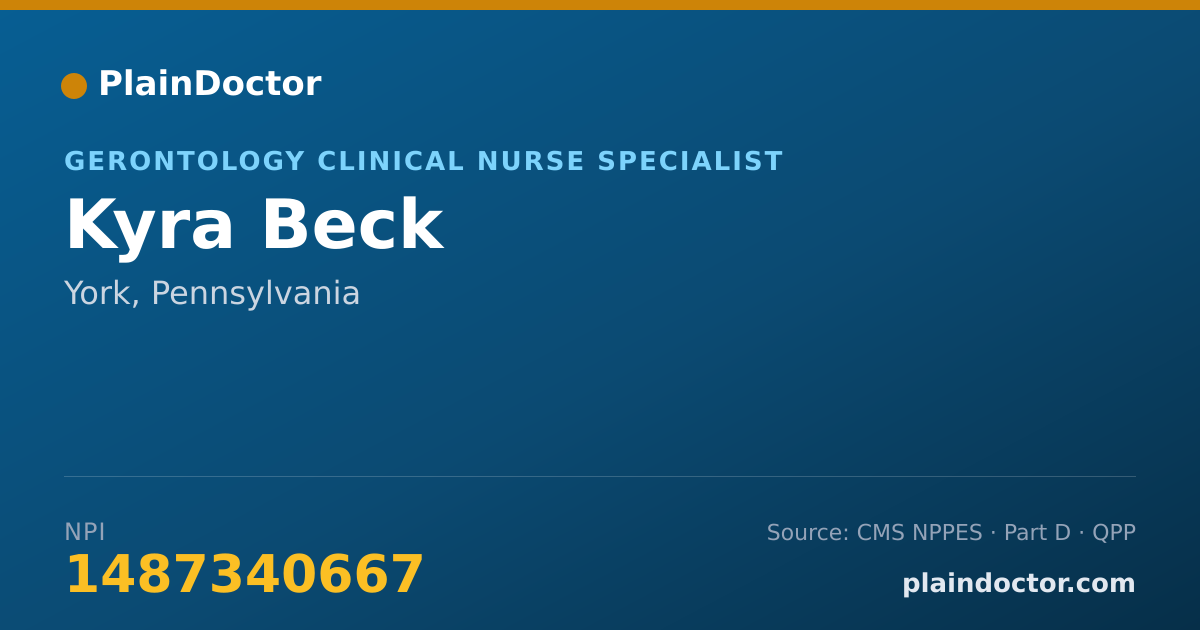 Shareable card for Kyra Beck - Gerontology Clinical Nurse Specialist, York, PA