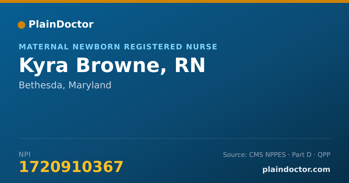 Shareable card for Kyra Browne, RN - Maternal Newborn Registered Nurse, Bethesda, MD