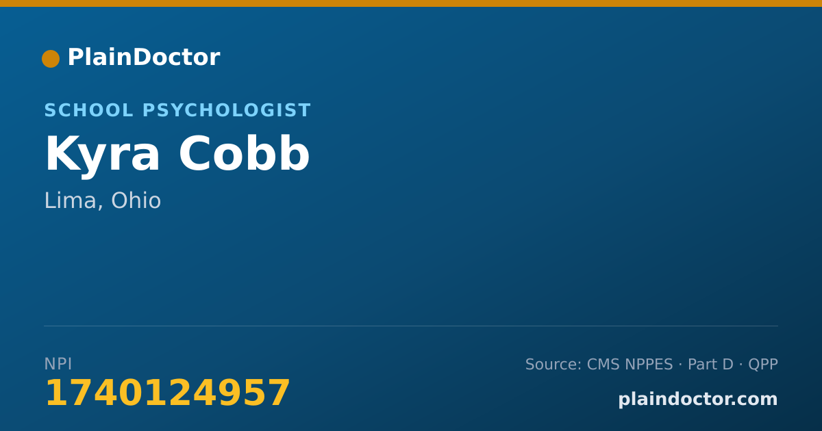 Shareable card for Kyra Cobb - School Psychologist, Lima, OH