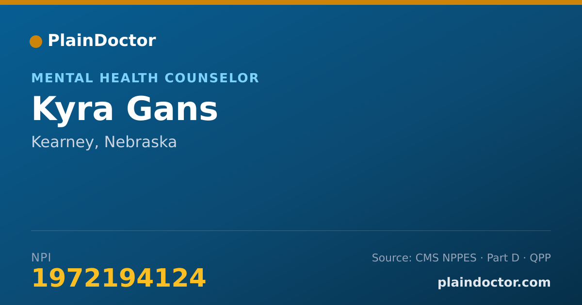 Shareable card for Kyra Gans - Mental Health Counselor, Kearney, NE
