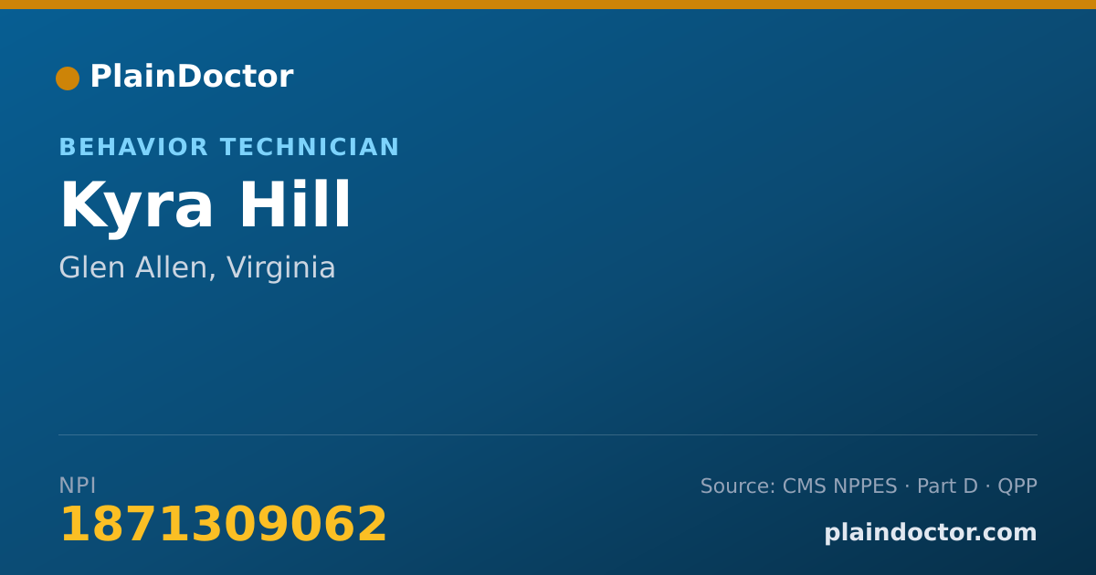 Shareable card for Kyra Hill - Behavior Technician, Glen Allen, VA