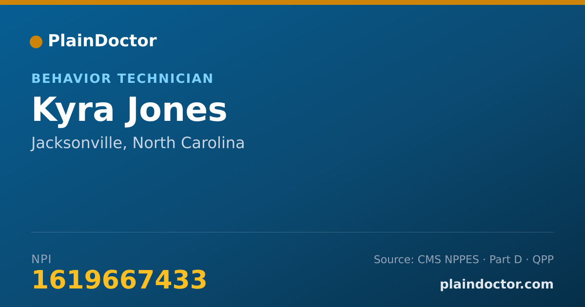 Shareable card for Kyra Jones - Behavior Technician, Jacksonville, NC