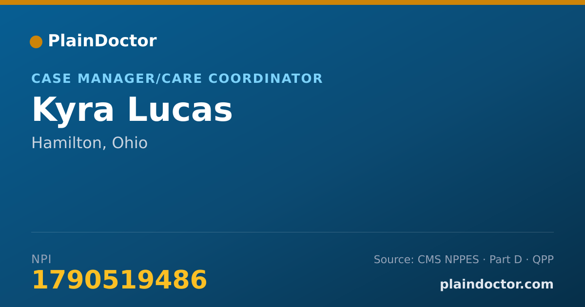 Shareable card for Kyra Lucas - Case Manager/Care Coordinator, Hamilton, OH