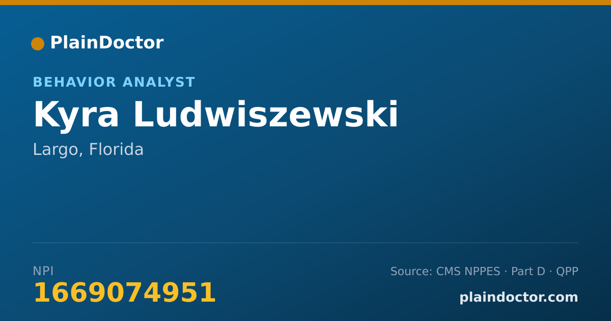 Shareable card for Kyra Ludwiszewski - Behavior Analyst, Largo, FL