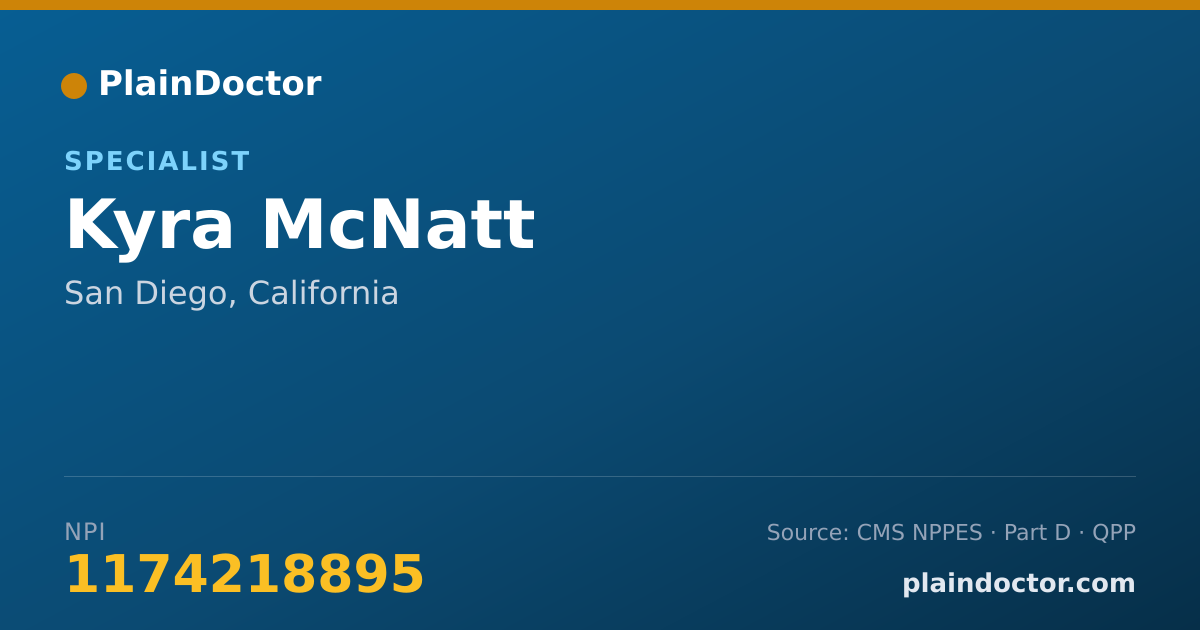 Shareable card for Kyra McNatt - Specialist, San Diego, CA