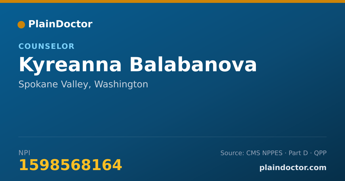 Shareable card for Kyreanna Balabanova - Counselor, Spokane Valley, WA