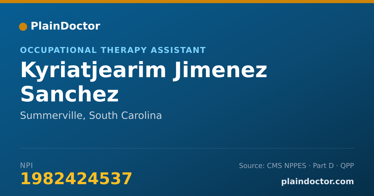 Shareable card for Kyriatjearim Jimenez Sanchez - Occupational Therapy Assistant, Summerville, SC