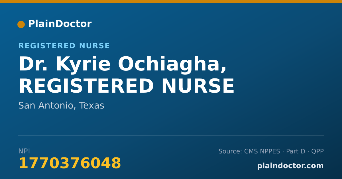 Shareable card for Kyrie Ochiagha, REGISTERED NURSE - Registered Nurse, San Antonio, TX