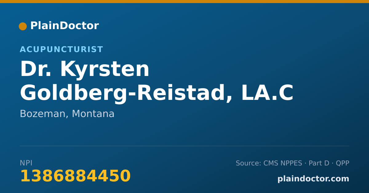 Shareable card for Kyrsten Goldberg-Reistad, LA.C - Acupuncturist, Bozeman, MT