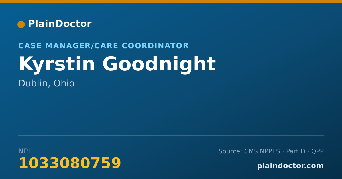 Shareable card for Kyrstin Goodnight - Case Manager/Care Coordinator, Dublin, OH
