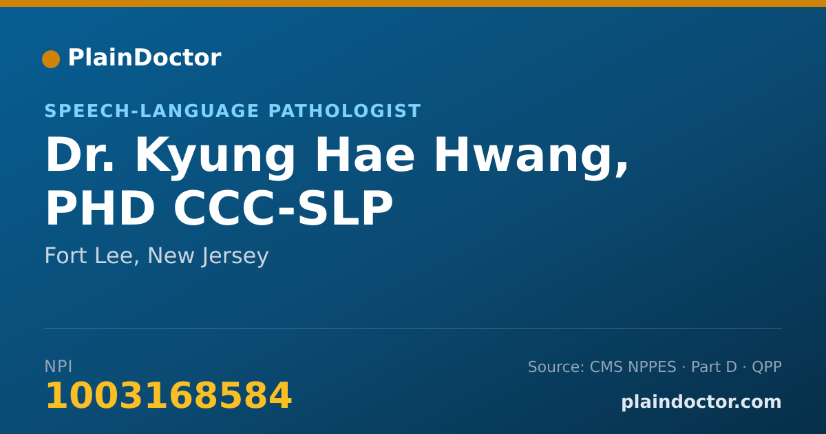 Shareable card for Kyung Hae Hwang, PHD CCC-SLP - Speech-Language Pathologist, Fort Lee, NJ