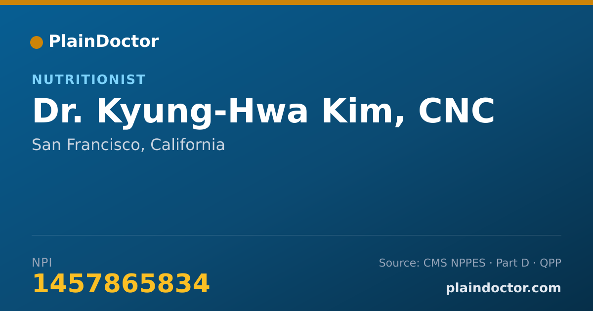 Shareable card for Kyung-Hwa Kim, CNC - Nutritionist, San Francisco, CA
