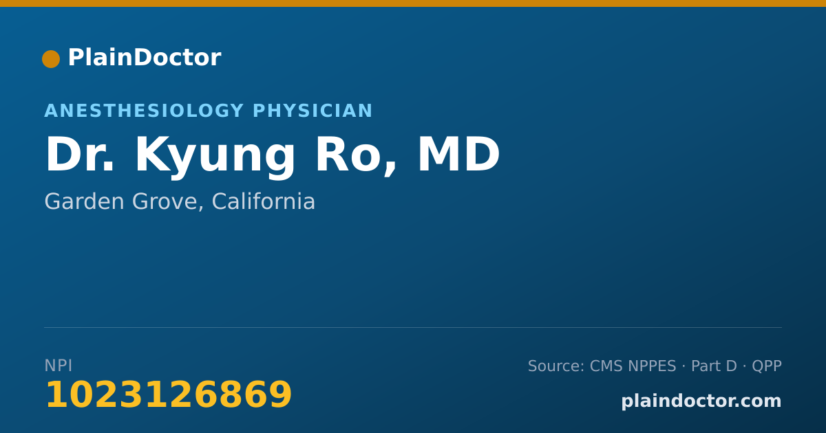 Shareable card for Kyung Ro, MD - Anesthesiology Physician, Garden Grove, CA