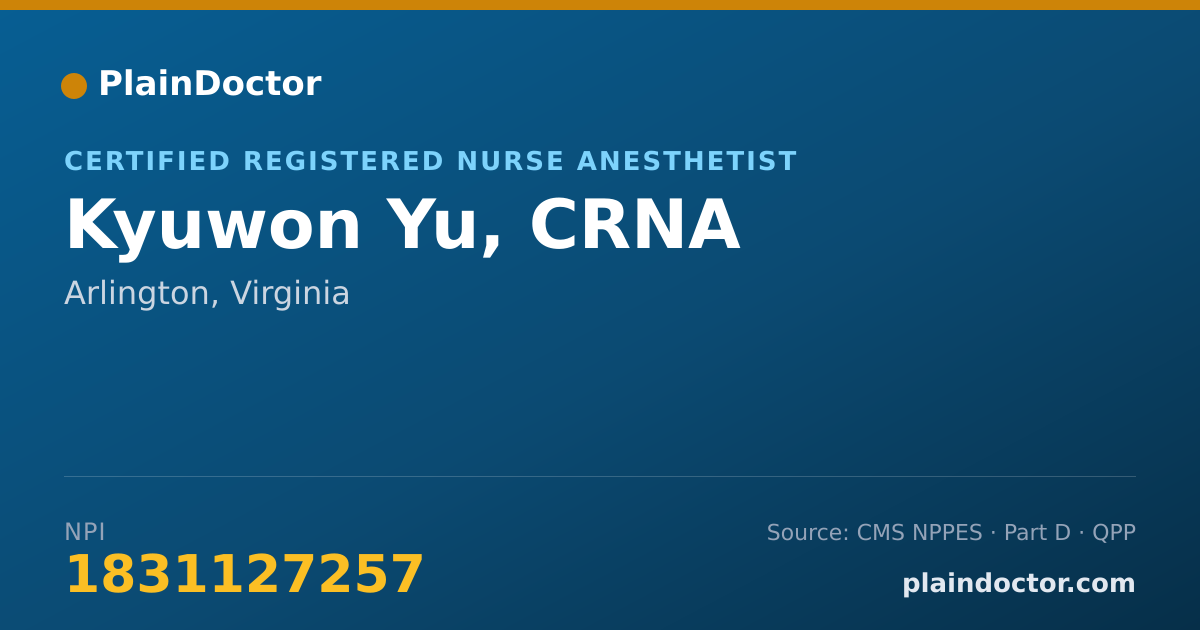 Shareable card for Kyuwon Yu, CRNA - Certified Registered Nurse Anesthetist, Arlington, VA